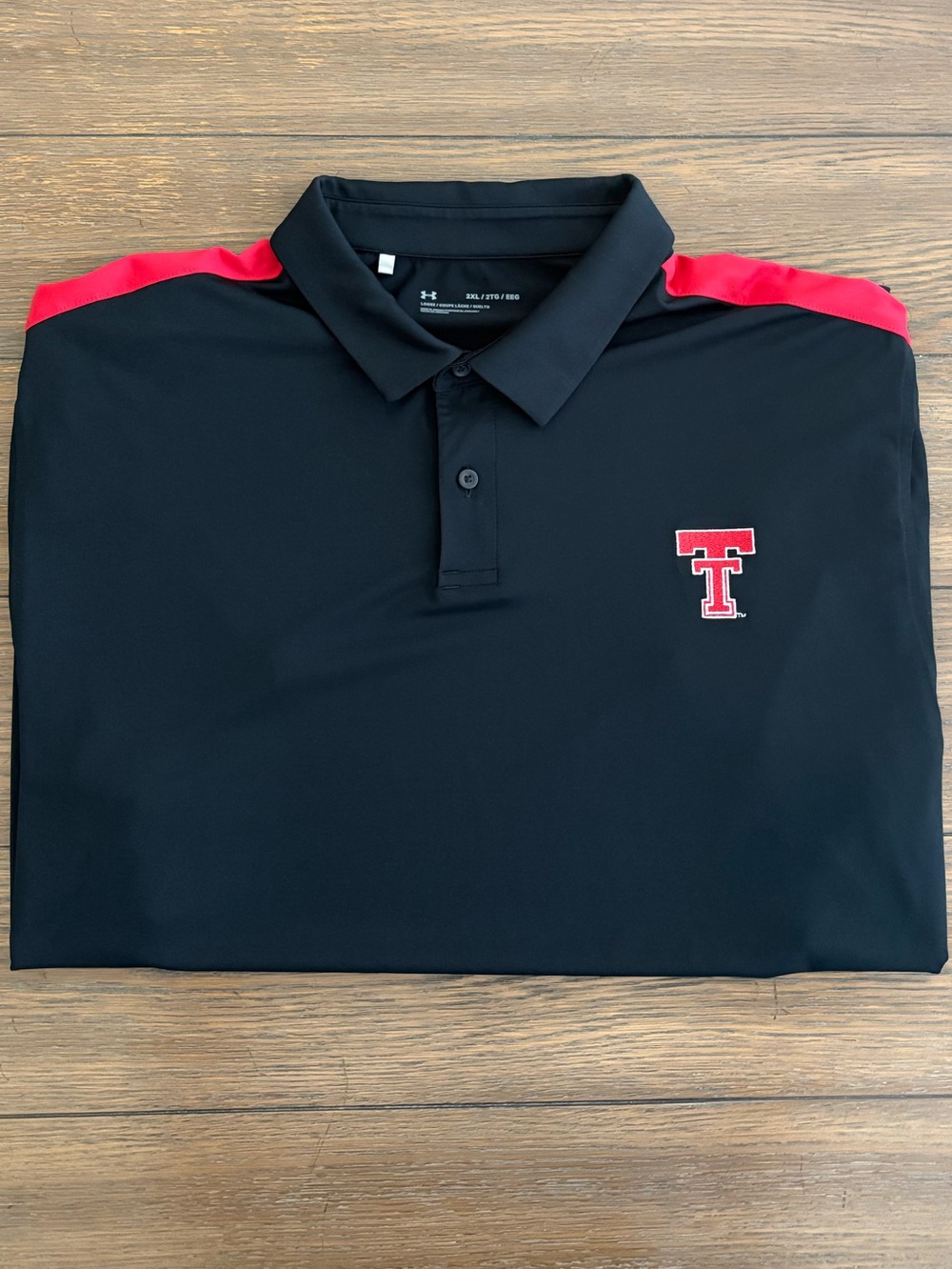 Under Armour Embroidered Texas Tech Black and Red Polo Shirt Size XXL